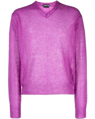 Tom Ford Semi-sheer Mohair-blend Sweater - Pink