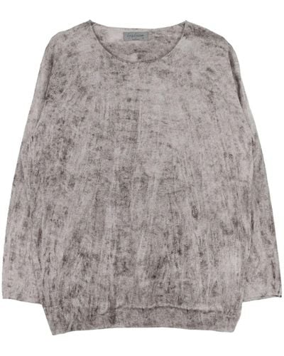Yohji Yamamoto Distressed-effect Cotton-blend Sweater - Gray