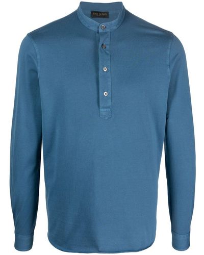 Dell'Oglio Poloshirt mit Stehkragen - Blau