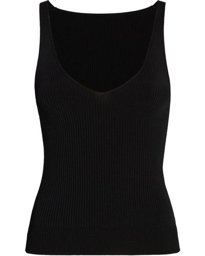 Another Tomorrow Ribbed-knit Tank Top - Black