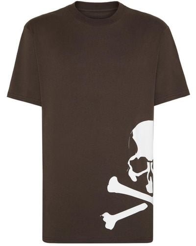 Philipp Plein Skull & Bones Cotton T-shirt - Brown