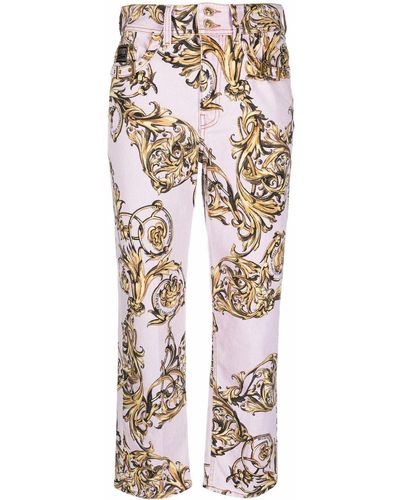 Versace Cropped-Hose mit Barockmuster - Pink