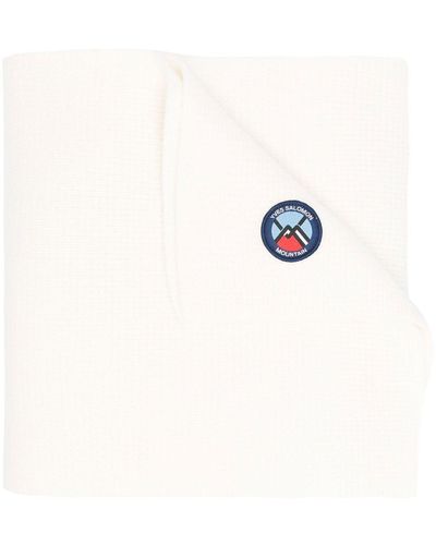 Yves Salomon Gestrickter Schal mit Logo-Patch - Weiß