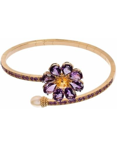 Dolce & Gabbana Armreif Spring Aus Gelbgold Mit Floralem Ornament - Lila