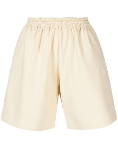 MM6 by Maison Martin Margiela Embroidered-logo Knee-length Jersey Shorts - Natural