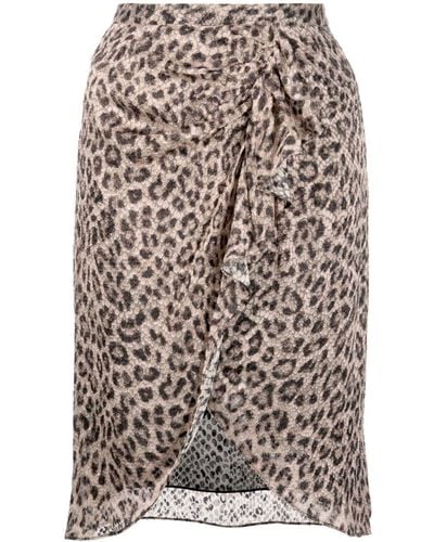 IRO Leopard Print Draped Skirt - White
