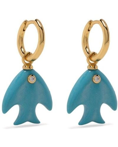 Eshvi Bird Charm Earrings - Blue