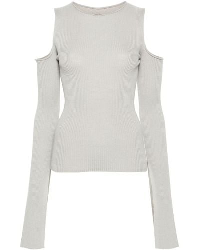 Rick Owens Ribbed Wool Cut-out Jumper - White
