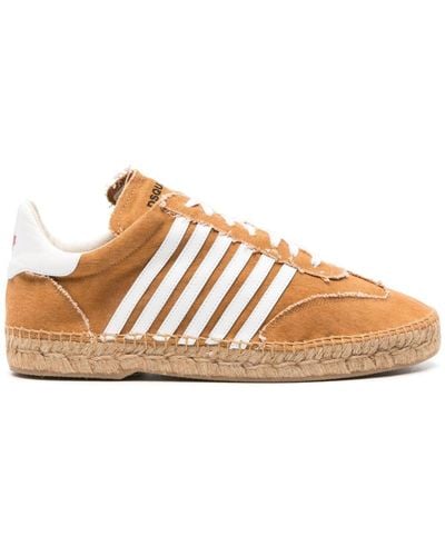 DSquared² Stripe-detailed Lace-up Espadrilles - Brown
