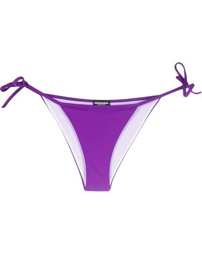 DSquared² Logo-print Side-tie Bikini Bottoms - Purple