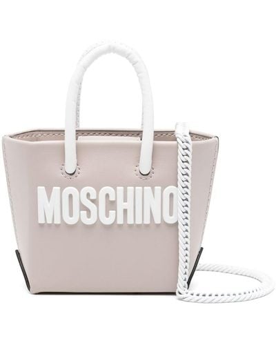 Moschino Logo-lettering Leather Mini Bag - White
