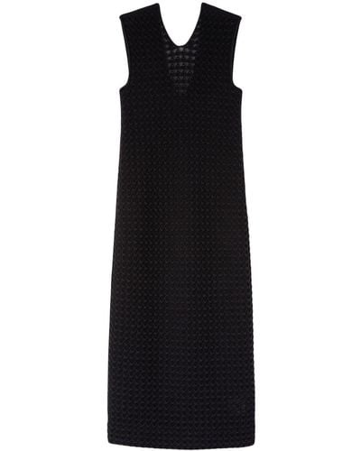 Jil Sander V-neck Jacquard Midi Dress - Black