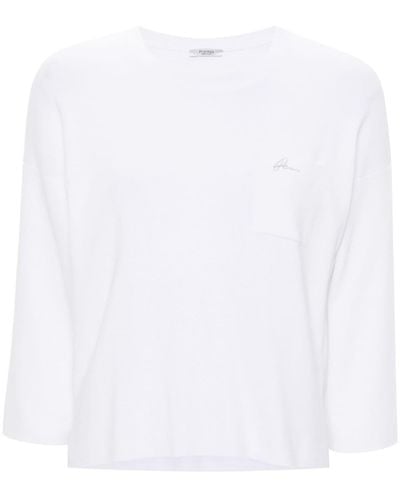 Peserico Logo-lettering Cotton Sweater - White