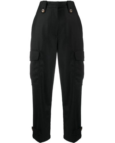 PT01 Pantalones capri de talle alto - Negro