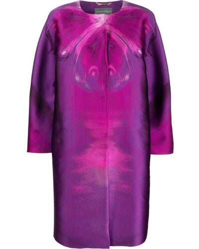 Alberta Ferretti Patterned Long-sleeved Coat - Purple