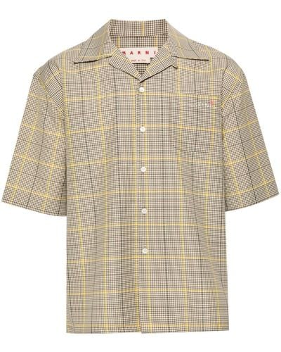 Marni Plaid-check Short-sleeve Shirt - Natural