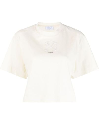 Off-White c/o Virgil Abloh Verziertes Cropped-T-Shirt - Weiß