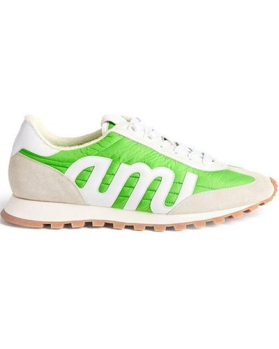 Ami Paris Logo-patch Paneled Low-top Sneakers - Green