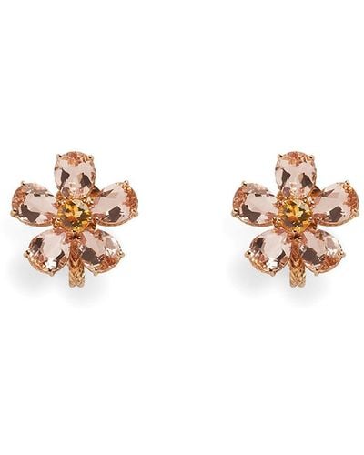 Dolce & Gabbana 18kt Rose Gold Quartz Flower Earrings - Pink