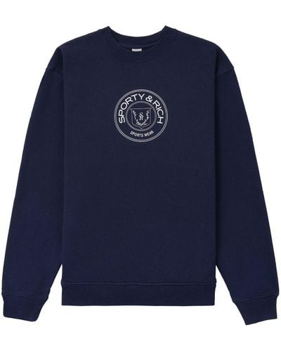 Sporty & Rich Connecticut Crest Logo-print Sweatshirt - Blue
