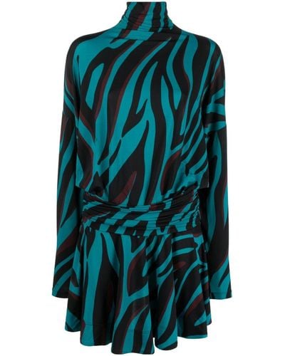 Pinko Kleid mit Zebra-Print - Blau
