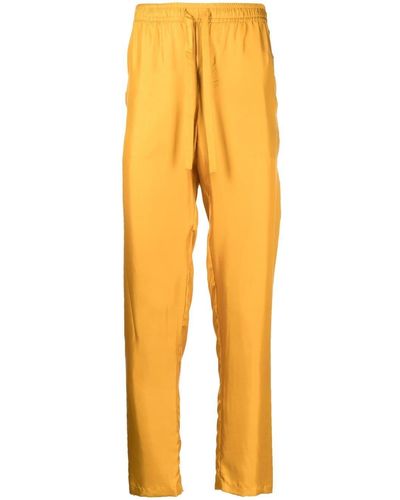 Dolce & Gabbana Polka-dot Stripe Silk Pants - Yellow