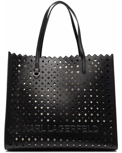 Karl Lagerfeld K/skuare パーフォレーテッド ハンドバッグ - ブラック