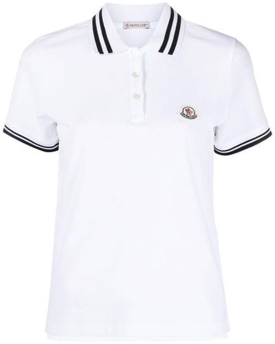 Moncler Chest Logo Patch Polo Shirt - White