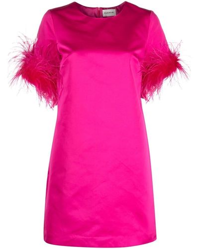 P.A.R.O.S.H. Feathered Mini Dress - Pink