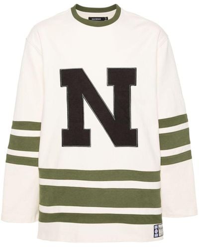 NAHMIAS Logo-embroidered Stripe-detailing Sweatshirt - Natural