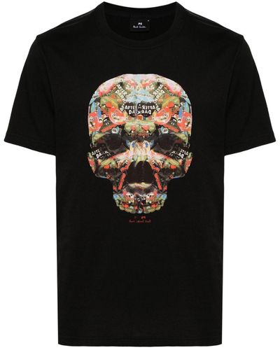 PS by Paul Smith Skull Sticker T-Shirt - Schwarz