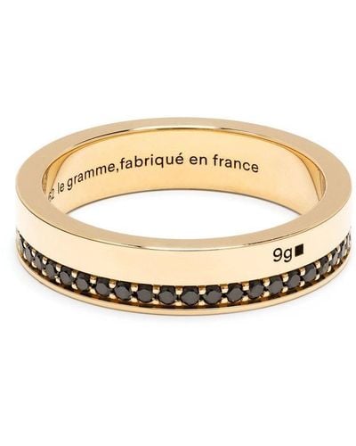 Le Gramme 18kt Yellow Gold Black Diamond Ribbon Ring - Metallic