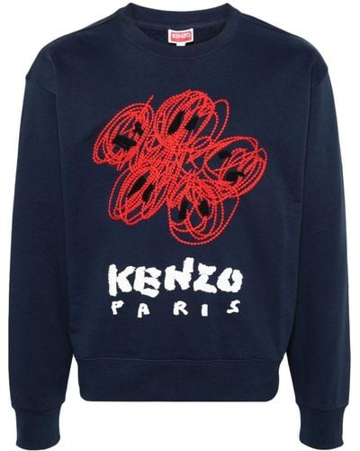 KENZO Varsity Drawn フローラル スウェットシャツ - ブルー