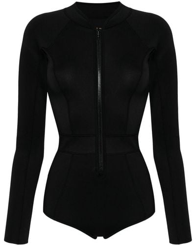 Duskii Zip-up Long-sleeved Swimsuit - Black