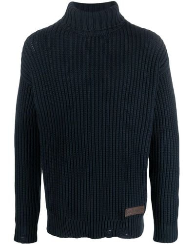 DSquared² Logo-patch Roll-neck Knitted Sweater - Blue