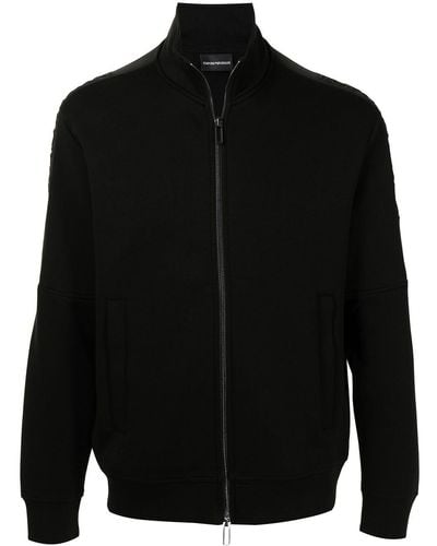 Emporio Armani Stand-collar Zipped Sweater - Black