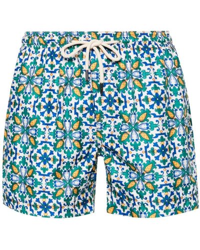 Peninsula Shorts da bagno Cala Felce con stampa grafica - Blu