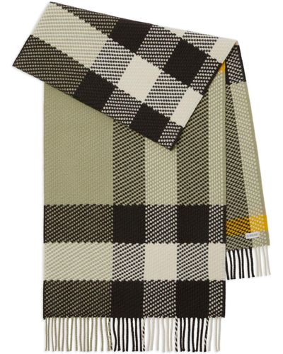 Burberry Check-pattern Wool Scarf - Grey