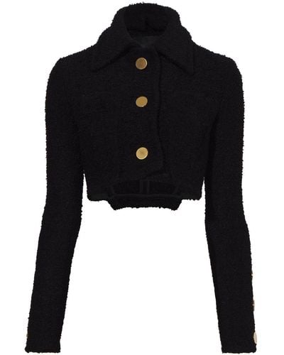 Proenza Schouler Bouclé Tweed Cropped Jacket - Black