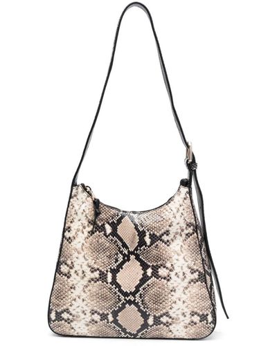 Filippa K Snakeskin-effect Leather Shoulder Bag - White