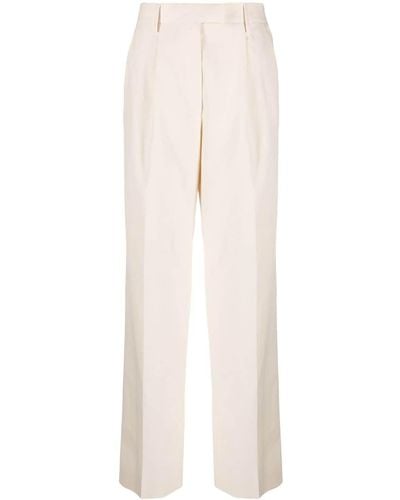 Prada Pantalon de tailleur à plis marqués - Blanc