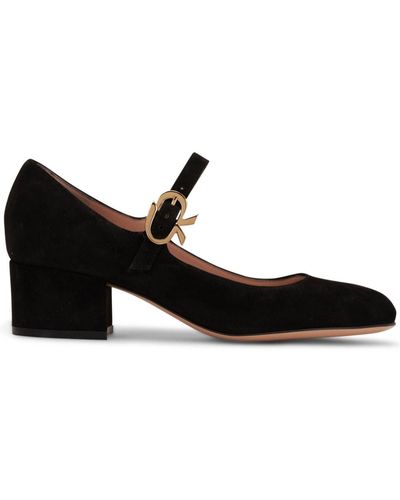 Gianvito Rossi Mary Ribbon 45 Mm Suede Pumps - Black