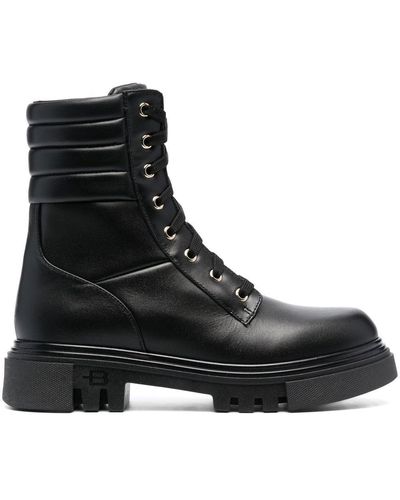 Baldinini Leather Combat Boot - Black