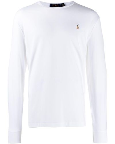 Polo Ralph Lauren Langarmshirt mit Logo-Stickerei - Weiß