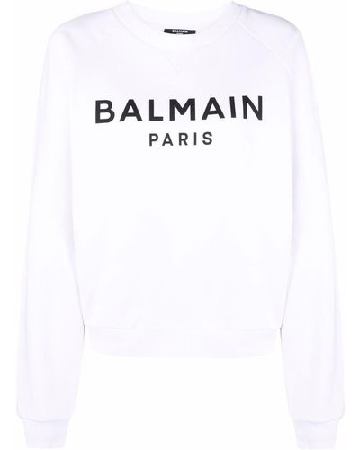 Balmain Logo-print Cotton Sweatshirt - White