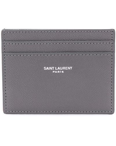 Saint Laurent Pasjeshouder Met Logo Reliëf - Grijs