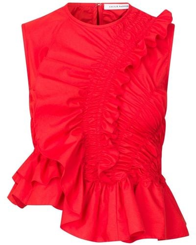 Cecilie Bahnsen Top Geo con ruches - Rosso