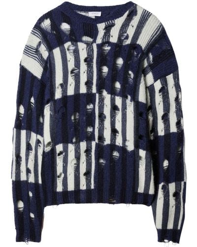 Off-White c/o Virgil Abloh Shibori Distressed Knitted Jumper - Blue