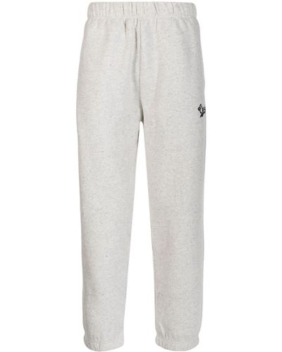 Chocoolate Logo-embroidered Mélange-effect Track Pants - Grey