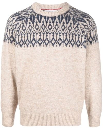 Brunello Cucinelli Patterned-knit Crew-neck Sweater - Pink